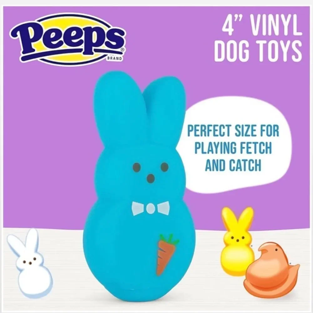 New Peeps Pet Toy Dog Squeaky Bunny Rabbit 3ct Vinyl Gift NWT
